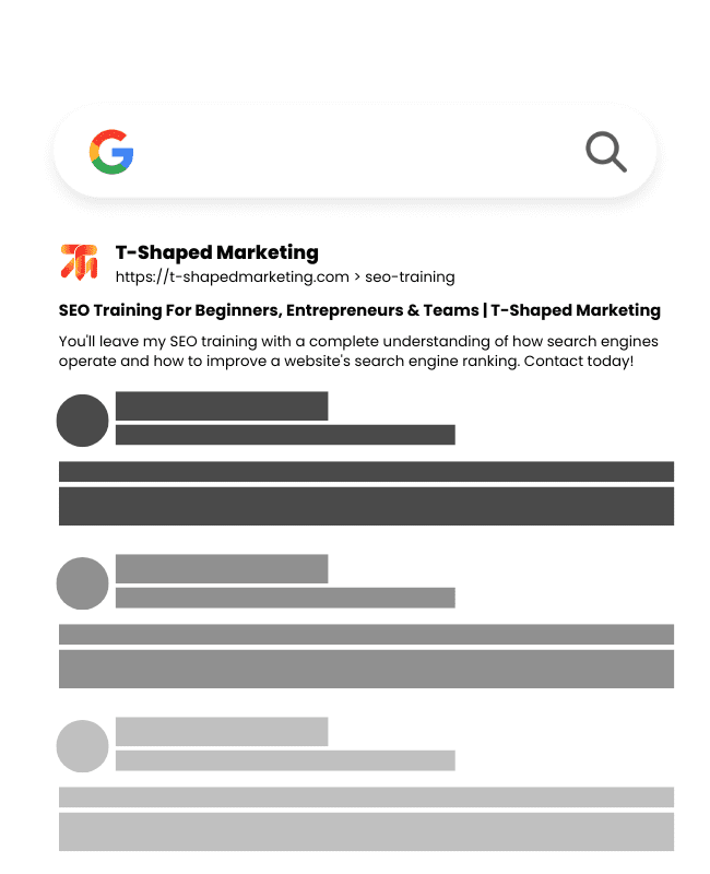 Google search results wireframe